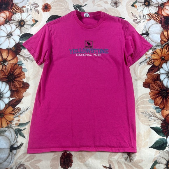 Delta Pro Weight Other - Vintage Yellowstone National Park Womens Tee Embroidered Moose Pink Size Medium